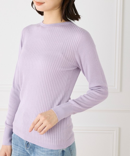 INED（イネド）の「ホールガーメント クルーネックリブニット《Cuoo》（ニット/セーター・レディース・ラベンダー/ダークブラウン/ブラック/グレイッシュベージュ/ブルーグレー/グレー系その他・9号/11号）」の13枚目の写真