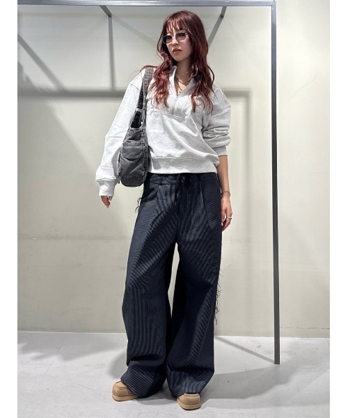 THROW by SLY（スローバイスライ）の「THROW ZIP COLLAR SW TOPS ジップ カラー スウェット トップス 秋服 冬服　トレーナー（スウェット・レディース・杢グレー/ブラック・FREE）」の10枚目の写真