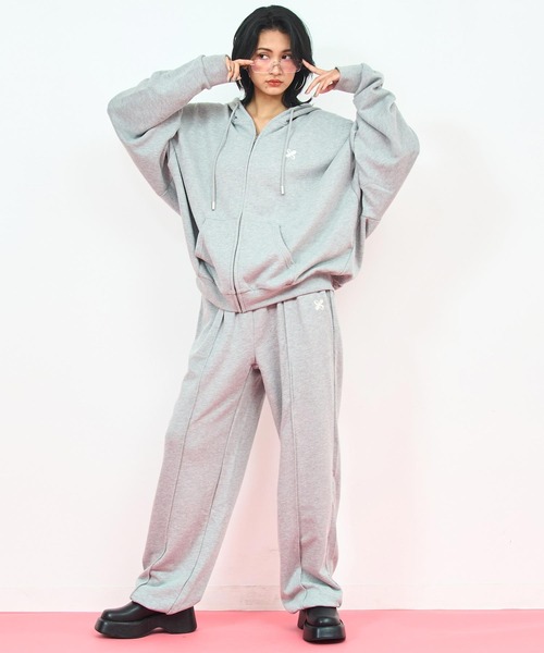 ANAP(アナップ)の「ラウンジウェア 裏毛 ドロストパンツ【ジュニアお揃い】【親子お揃い】(スウェットパンツ・レディース・ピンク/ブラック/グレー・M/L)」の9枚目の写真
