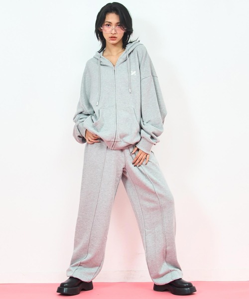 ANAP(アナップ)の「ラウンジウェア 裏毛 ドロストパンツ【ジュニアお揃い】【親子お揃い】(スウェットパンツ・レディース・ピンク/ブラック/グレー・M/L)」の10枚目の写真
