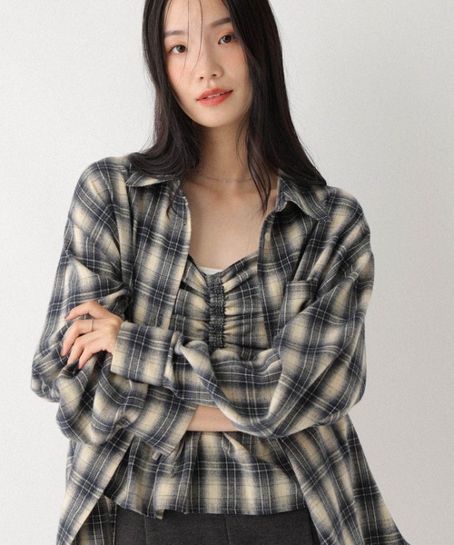 Heather（ヘザー）の「フロントリボンチェックビスチェ　602833（キャミソール・レディース・ブラック系/グレー系/ブラウン系/ネイビー系・FREE）」の20枚目の写真