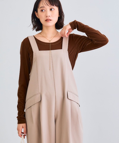 CROSS FUNCTION（クロスファンクション）の「《シワになりにくい》サマ美え リラックスオールインワン【CROSS FUNCTION/クロスファンクション】（つなぎ/オールインワン・レディース・チャコールグレー/モカ・LL/M/L）」の8枚目の写真