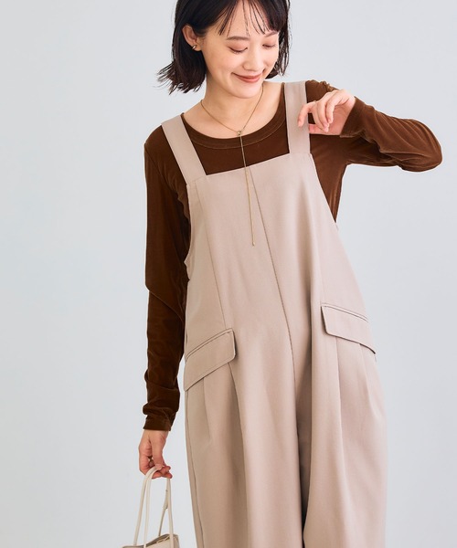 CROSS FUNCTION（クロスファンクション）の「《シワになりにくい》サマ美え リラックスオールインワン【CROSS FUNCTION/クロスファンクション】（つなぎ/オールインワン・レディース・チャコールグレー/モカ・LL/M/L）」の3枚目の写真