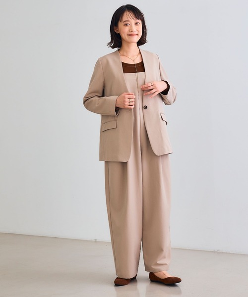 CROSS FUNCTION（クロスファンクション）の「《シワになりにくい》サマ美え リラックスオールインワン【CROSS FUNCTION/クロスファンクション】（つなぎ/オールインワン・レディース・チャコールグレー/モカ・LL/M/L）」の6枚目の写真