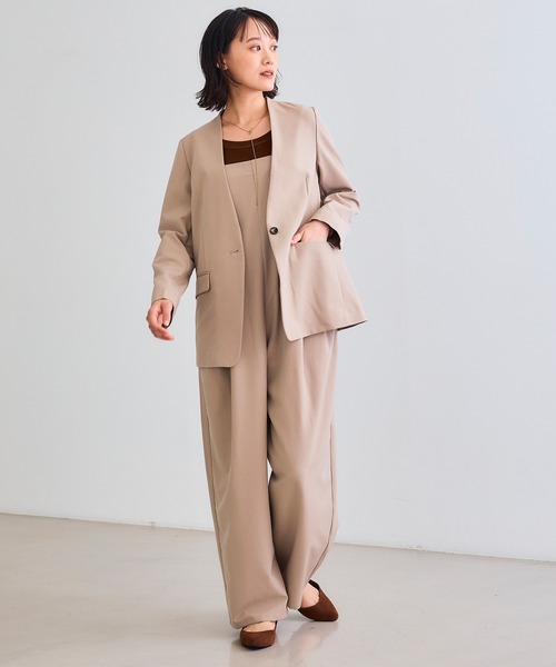 CROSS FUNCTION（クロスファンクション）の「《シワになりにくい》サマ美え リラックスオールインワン【CROSS FUNCTION/クロスファンクション】（つなぎ/オールインワン・レディース・チャコールグレー/モカ・LL/M/L）」の4枚目の写真