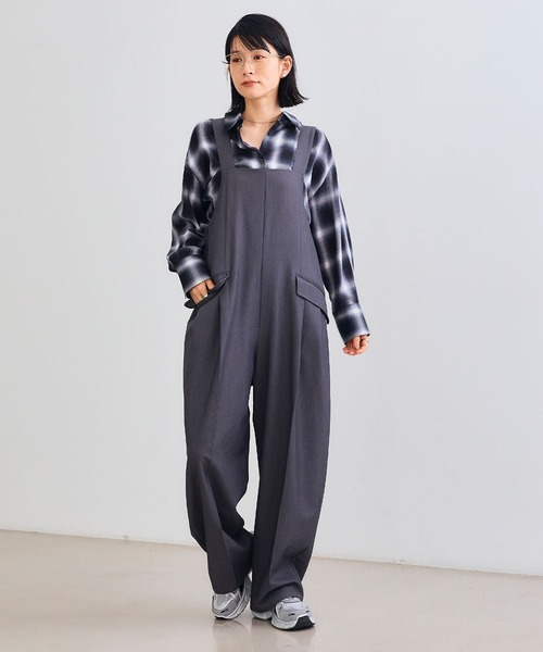 CROSS FUNCTION（クロスファンクション）の「《シワになりにくい》サマ美え リラックスオールインワン【CROSS FUNCTION/クロスファンクション】（つなぎ/オールインワン・レディース・チャコールグレー/モカ・LL/M/L）」の7枚目の写真