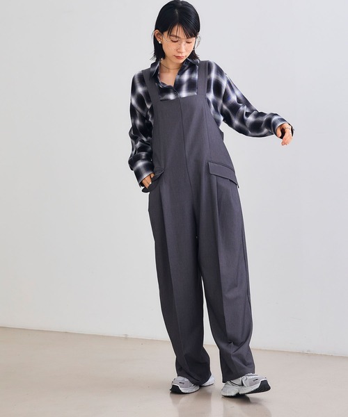 CROSS FUNCTION（クロスファンクション）の「《シワになりにくい》サマ美え リラックスオールインワン【CROSS FUNCTION/クロスファンクション】（つなぎ/オールインワン・レディース・チャコールグレー/モカ・LL/M/L）」の5枚目の写真