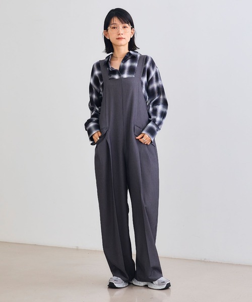 CROSS FUNCTION（クロスファンクション）の「《シワになりにくい》サマ美え リラックスオールインワン【CROSS FUNCTION/クロスファンクション】（つなぎ/オールインワン・レディース・チャコールグレー/モカ・LL/M/L）」の9枚目の写真