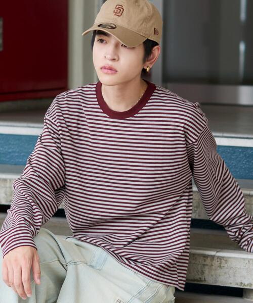 WEGO(ウィゴー)の「WEGO/【25年秋冬新作】ワイドスリーブボーダーロンT(Tシャツ/カットソー・メンズ・レッド系その他5/ブラック系その他5・LARGE/MEDIUM)」の2枚目の写真