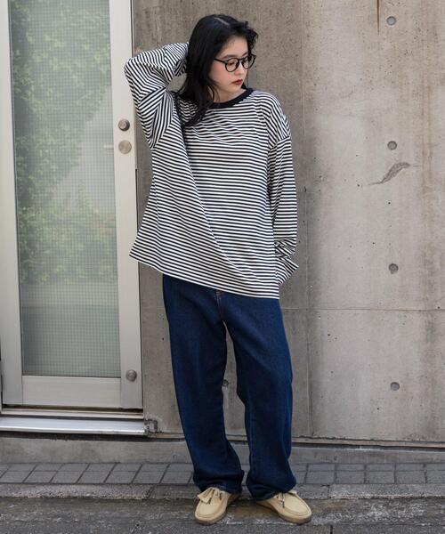 WEGO(ウィゴー)の「WEGO/ワイドスリーブボーダーロンT(Tシャツ/カットソー・メンズ・レッド系その他5/ブラック系その他5・LARGE/MEDIUM)」の4枚目の写真