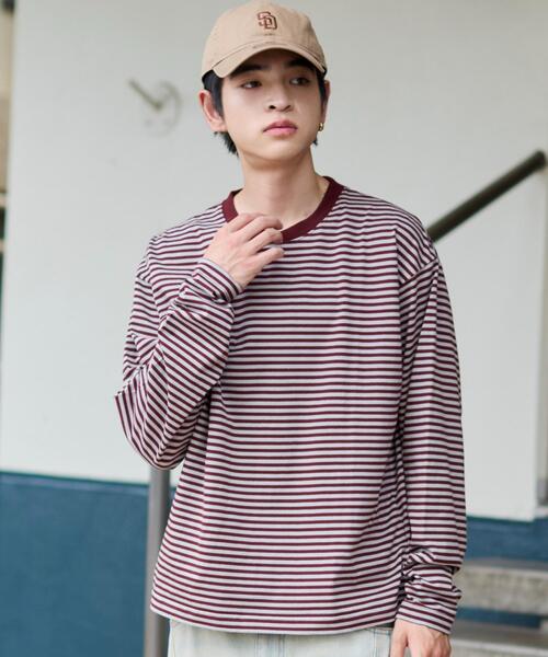 WEGO(ウィゴー)の「WEGO/ワイドスリーブボーダーロンT(Tシャツ/カットソー・メンズ・レッド系その他5/ブラック系その他5・LARGE/MEDIUM)」の18枚目の写真