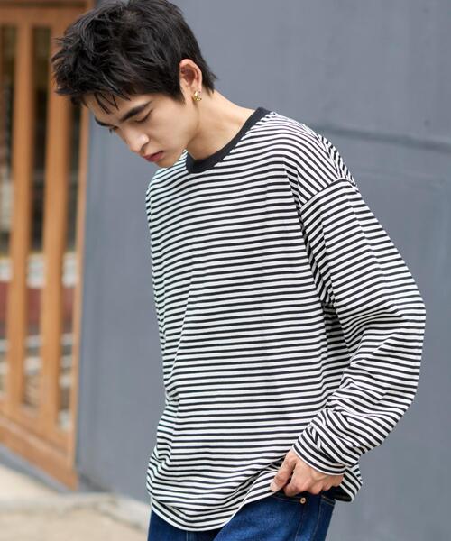 WEGO(ウィゴー)の「WEGO/ワイドスリーブボーダーロンT(Tシャツ/カットソー・メンズ・レッド系その他5/ブラック系その他5・LARGE/MEDIUM)」の11枚目の写真