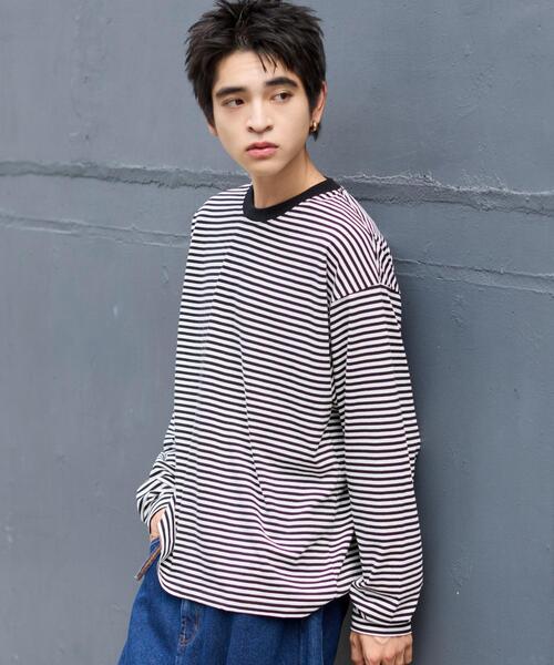 WEGO(ウィゴー)の「WEGO/ワイドスリーブボーダーロンT(Tシャツ/カットソー・メンズ・レッド系その他5/ブラック系その他5・LARGE/MEDIUM)」の12枚目の写真