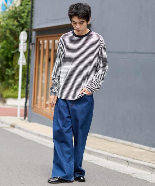 WEGO(ウィゴー)の「WEGO/ワイドスリーブボーダーロンT(Tシャツ/カットソー・メンズ・レッド系その他5/ブラック系その他5・LARGE/MEDIUM)」の13枚目の写真