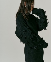 ポイントフリンジ ショート丈 ニット セーター / Pointed Fringe Short Knit