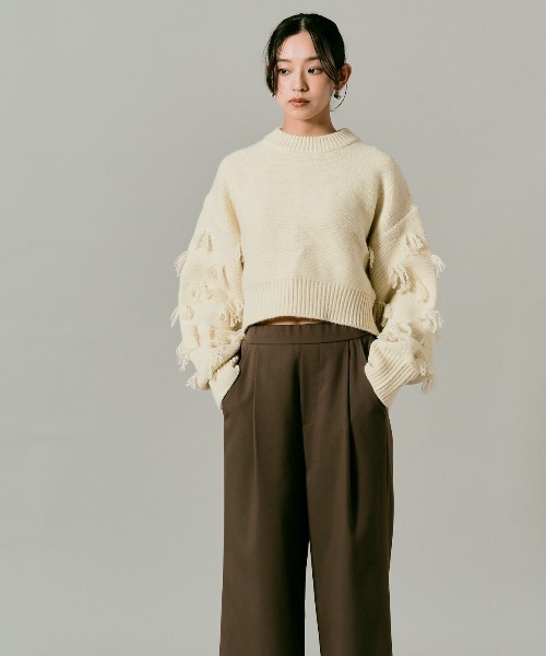 W:Huku(フーク)の「ポイントフリンジ ショート丈 ニット セーター / Pointed Fringe Short Knit(ニット/セーター・レディース・チャコール/アイボリー/ブラック・FREE)」の16枚目の写真