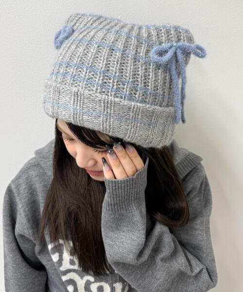 WEGO（ウィゴー）の「WEGO/ラメリボンネコミミニットキャップ（ニットキャップ/ビーニー・レディース・ブラウン/オフホワイト/グレー/ブラック・FREE）」の18枚目の写真
