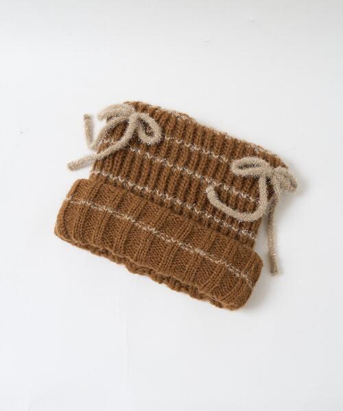 WEGO（ウィゴー）の「WEGO/ラメリボンネコミミニットキャップ（ニットキャップ/ビーニー・レディース・ブラウン/オフホワイト/グレー/ブラック・FREE）」の15枚目の写真