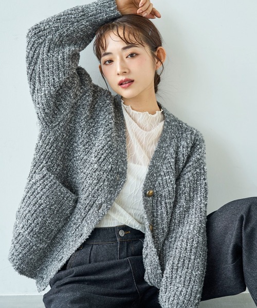 セール】ミックスニットカーディガン【588105】（カーディガン/ボレロ
