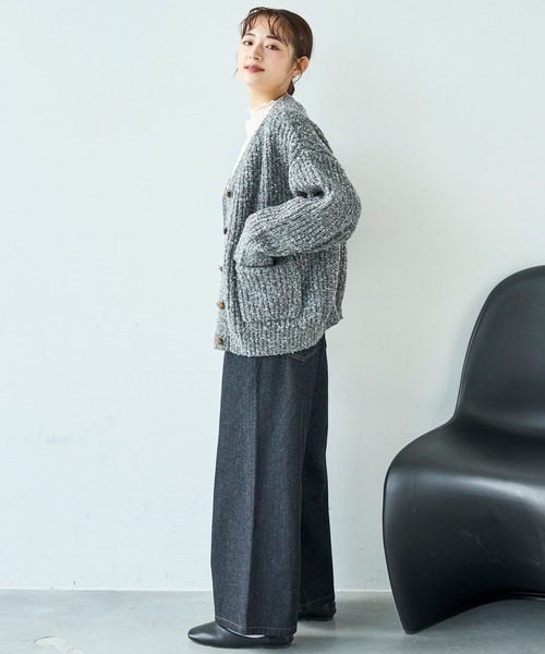 ミックスニットカーディガン【588105】（カーディガン/ボレロ）｜mil