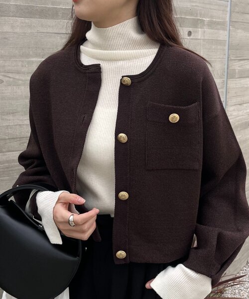 SHENERY（シーナリー）の「ラメニットカーディガン（カーディガン/ボレロ・レディース・ライトグレー/ブラウン/ブラック・FREE）」の3枚目の写真