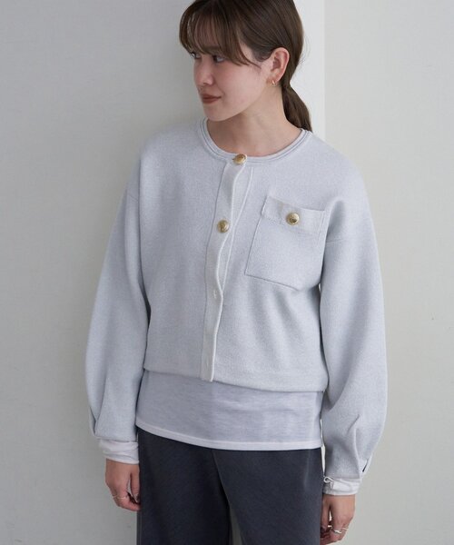 SHENERY（シーナリー）の「ラメニットカーディガン（カーディガン/ボレロ・レディース・ライトグレー/ブラウン/ブラック・FREE）」の2枚目の写真