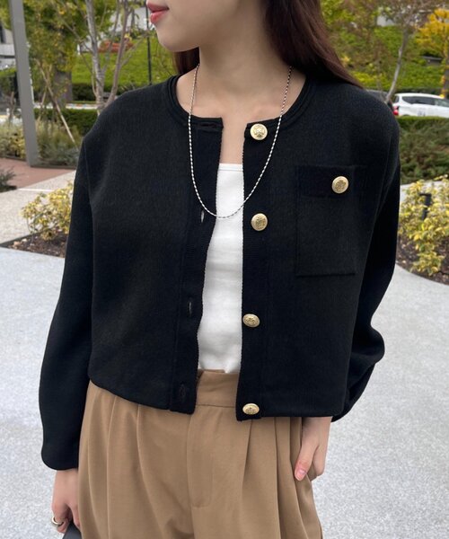 シーニュラメニットカーディガン Fran ブラックcygne knit | Cygne