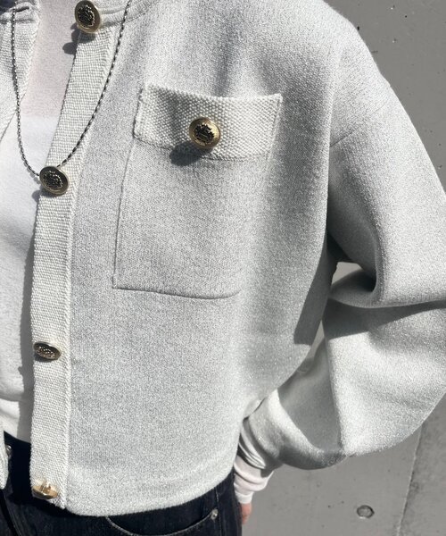 SHENERY（シーナリー）の「ラメニットカーディガン（カーディガン/ボレロ・レディース・ライトグレー/ブラウン/ブラック・FREE）」の9枚目の写真