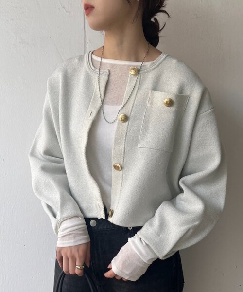 SHENERY（シーナリー）の「ラメニットカーディガン（カーディガン/ボレロ・レディース・ライトグレー/ブラウン/ブラック・FREE）」の10枚目の写真