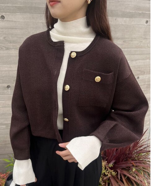 SHENERY（シーナリー）の「ラメニットカーディガン（カーディガン/ボレロ・レディース・ライトグレー/ブラウン/ブラック・FREE）」の8枚目の写真