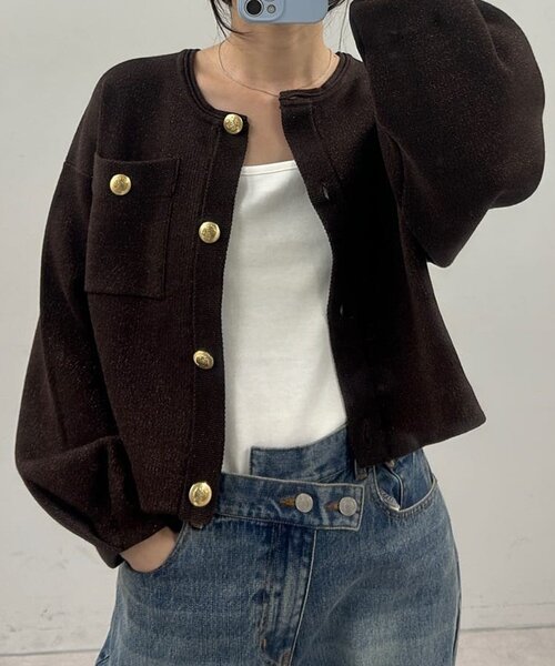 SHENERY（シーナリー）の「ラメニットカーディガン（カーディガン/ボレロ・レディース・ライトグレー/ブラウン/ブラック・FREE）」の12枚目の写真