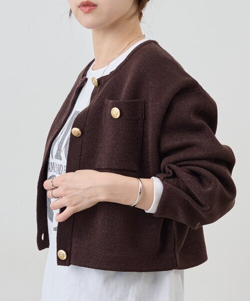 SHENERY（シーナリー）の「ラメニットカーディガン（カーディガン/ボレロ・レディース・ライトグレー/ブラウン/ブラック・FREE）」の18枚目の写真