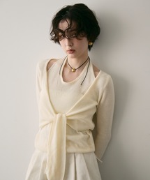 ホルターネックカーディガン風ニットプルオーバー