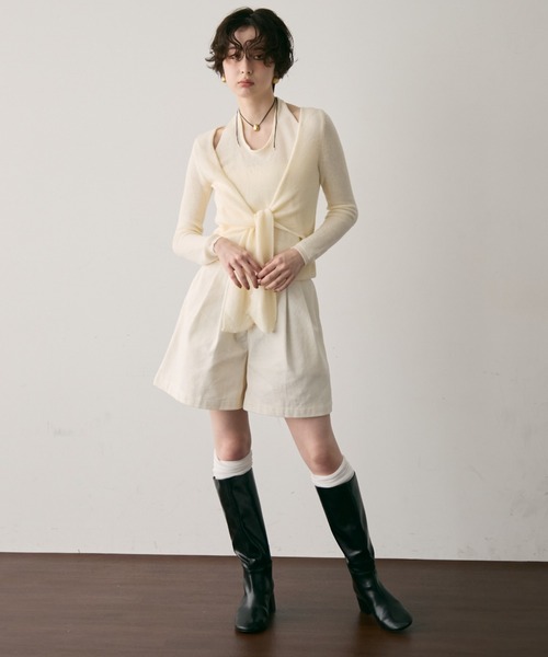 Trish（トリッシュ）の「ホルターネックカーディガン風ニットプルオーバー（ニット/セーター・レディース・チャコールグレー/アイボリー・FREE）」の11枚目の写真