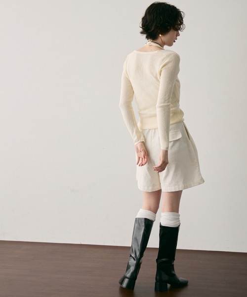 Trish（トリッシュ）の「ホルターネックカーディガン風ニットプルオーバー（ニット/セーター・レディース・チャコールグレー/アイボリー・FREE）」の14枚目の写真