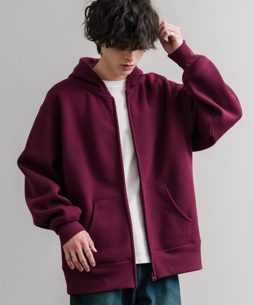 Rocky Monroe（ロッキーモンロー）の「ヘビーウェイト裏起毛オーバーサイズフルジップパーカー/フーディー（パーカー・メンズ・オートミール/チャコールグレー/杢グレー/ブラック/バーガンディー・LL/L/M）」の5枚目の写真