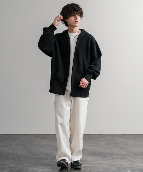 Rocky Monroe（ロッキーモンロー）の「ヘビーウェイト裏起毛オーバーサイズフルジップパーカー/フーディー（パーカー・メンズ・オートミール/チャコールグレー/杢グレー/ブラック/バーガンディー・LL/L/M）」の21枚目の写真