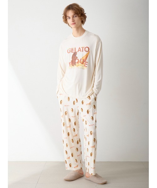 HOMME】レーヨンジェラートベアプリントロンT（ルームウェア/パジャマ