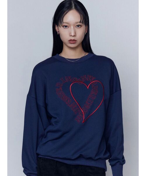 EMODA（エモダ）の「ハートロゴオーバースウェットプルオーバー（スウェット・レディース・ネイビー/ブラック/グレー・FREE）」の17枚目の写真
