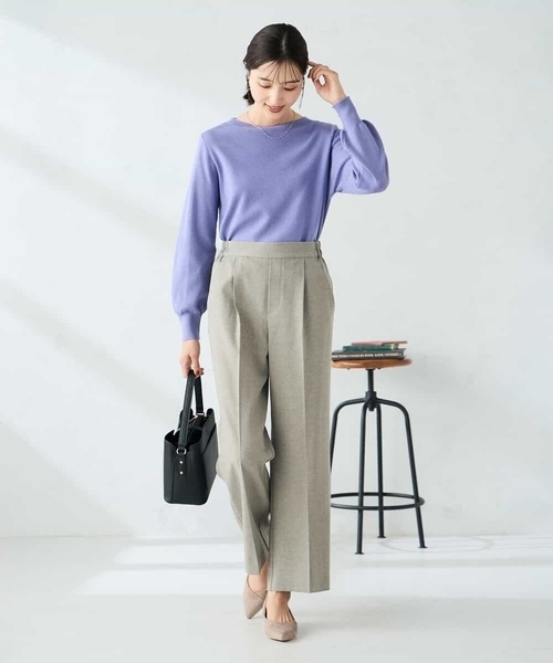 a.v.v(アーヴェヴェ)の「【洗える】ツイード調ストレートパンツ(その他パンツ・レディース・ベージュ/グレー・38/36/40)」の14枚目の写真