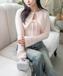 clear | ショートフェザーアンサンブルニットトップス［フェミニン ガーリー 着回し力抜群］(アンサンブル)