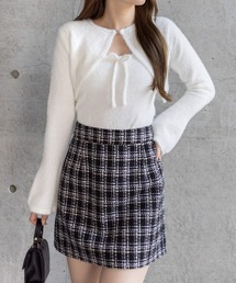 clear | ショートフェザーアンサンブルニットトップス［フェミニン ガーリー 着回し力抜群］≪AW新作≫(カーディガン/ボレロ)