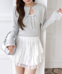 clear | ショートフェザーアンサンブルニットトップス［フェミニン ガーリー 着回し力抜群］(アンサンブル)