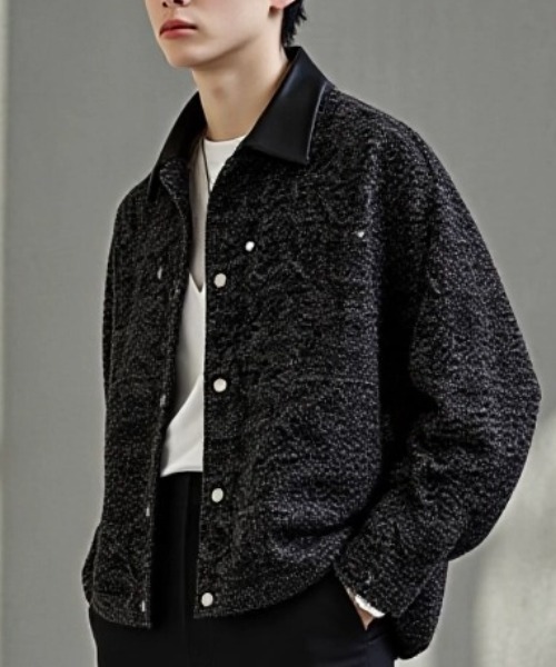 A'GEM/9 × .kom 『BENUSTA /ベヌスタ』FAUX LEATHER COLLAR TWEED