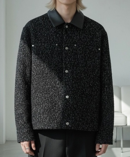 A'GEM/9 × .kom 『BENUSTA /ベヌスタ』FAUX LEATHER COLLAR TWEED