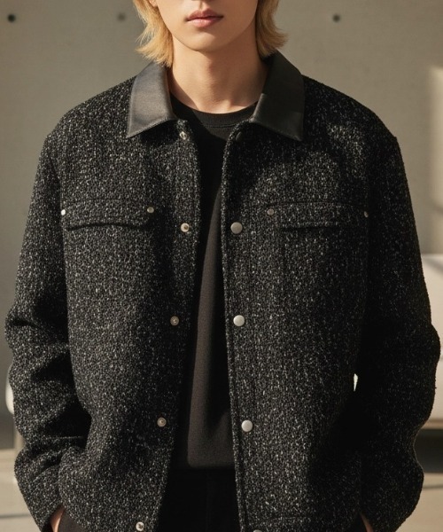 A'GEM/9 × .kom 『BENUSTA /ベヌスタ』FAUX LEATHER COLLAR TWEED