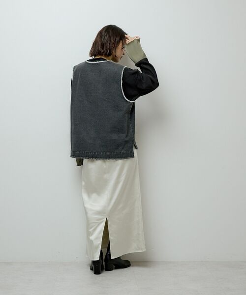 Green Parks(グリーンパークス)の「フリンジ付きデニムベスト(ベスト・レディース・ブラウン/ブラック・FREE)」の5枚目の写真