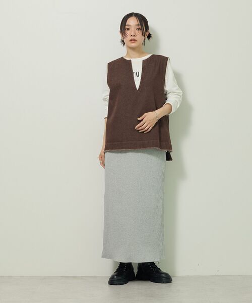 Green Parks(グリーンパークス)の「フリンジ付きデニムベスト(ベスト・レディース・ブラウン/ブラック・FREE)」の21枚目の写真