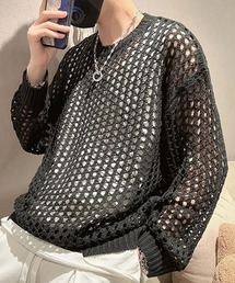 WARAIJOGO（ワライジョウゴ）の「【WARAIJOGO】メッシュネット編み編みニットトップス(NEZ)（ニット/セーター）」