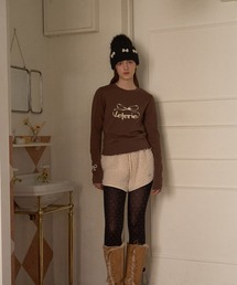 SANSeLF（サンセルフ）の「【SANSeLF】 パールリボンシャギーニットキャップ  ビーズアクセント フェミニン saa25a114（ニットキャップ/ビーニー）」